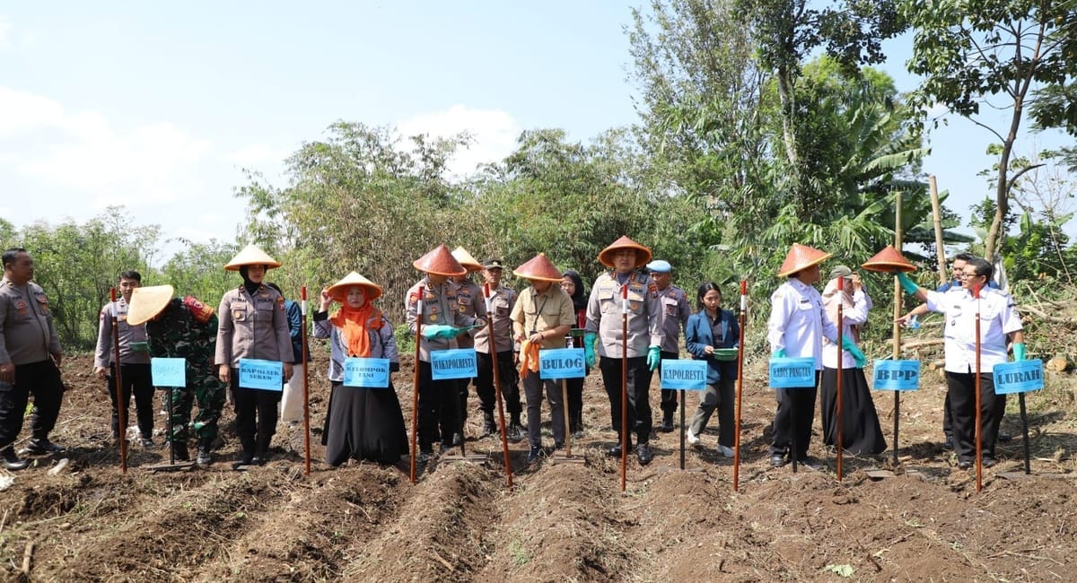 Dukung ketahanan pangan, polresta malang kota garap lahan baru tanam