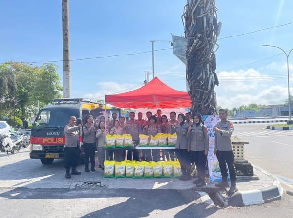Gpm serentak se indonesia, ditbinmas polda kalteng salurkan 58 sak beras