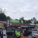 Anggota Satlantas Polres Humbahas Melakukan Gatur Pagi Di Lokasi Rawan Kecelakaan