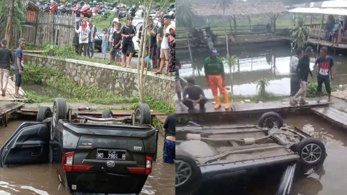 Kecelakaan di Kawasan Wisata Kalikesek Kendal, Mobil Terbalik ke Kolam Ikan