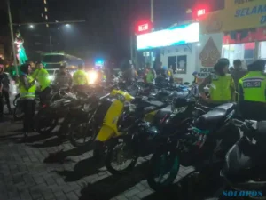 Razia Sepeda Motor, Polres Sukoharjo Amankan Ratusan Motor Berknalpot Brong saat Malam Tahun Baru