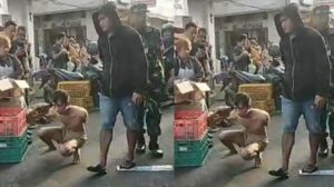 Pria Pencuri Tahu dan Bumbu di Pasar Salatiga Diarak Sambil Jalan Jongkok