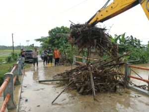 Cegah Banjir, Polsek Jakenan Bersama DPU Kerahkan Alat Berat Bersihkan Sampah di Sungai