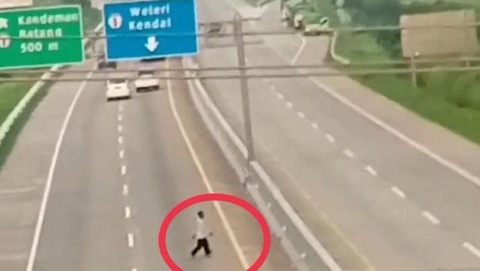 Viral Aksi Nekat Pejalan Kaki Menyeberang Tol Batang 169