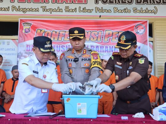 Polres Barsel Gelar Konferensi Pers Dan Pemusnahan Barang Bukti 16,95