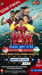 Kapolres Humbahas Gelar Nobar Pertandingan Semifinal Piala Asia U-23