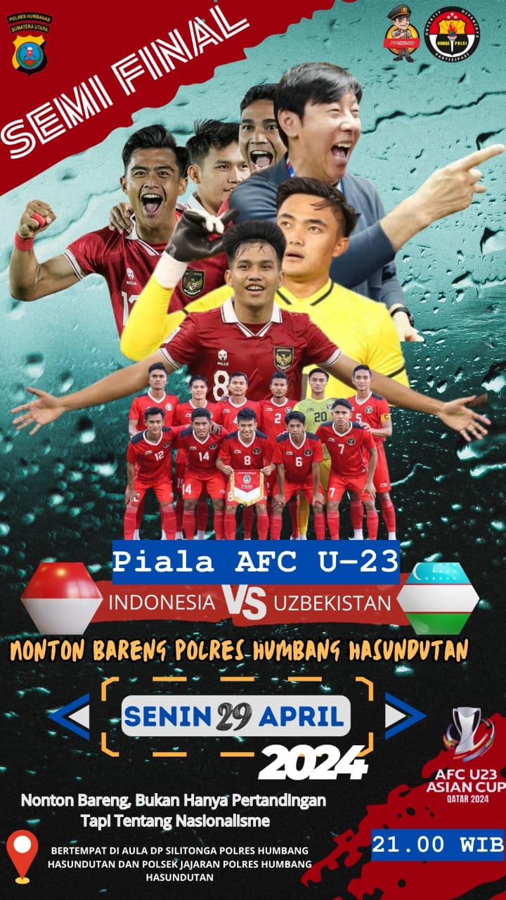 Polres Humbahas Gelar Nobar Pertandingan Semifinal Piala Asia U 23