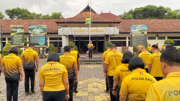 Kegiatan Apel Olahraga Pagi Personel Polres Jembrana