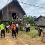 Pelihara Cagar Budaya, Personil Bko Polres Lamandau Bersihkan Rumah Betang