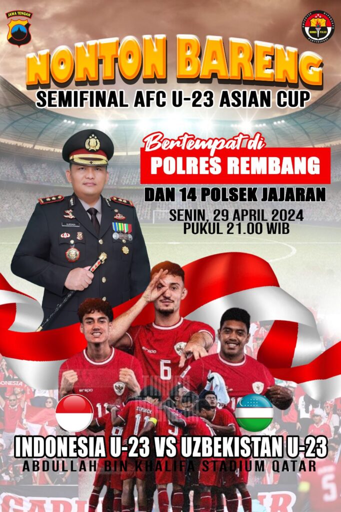 Polres Rembang Fasilitasi Nobar Timnas Indonesia U23 Vs Uzbekistan U23