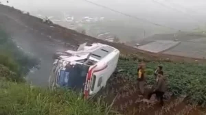 Alami Rem Blong, Minibus dengan 20 Penumpang Terjun ke Jurang di Jalur Wisata Dieng