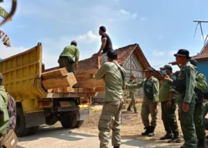 Petugas Amankan 40 Balok Kayu Jati Curian di Ngaringan Grobogan