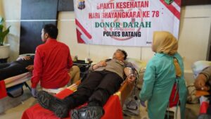 Menyambut HUT Ke-78 Bhayangkara, Polres Batang bersama PMI Gelar Donor Darah