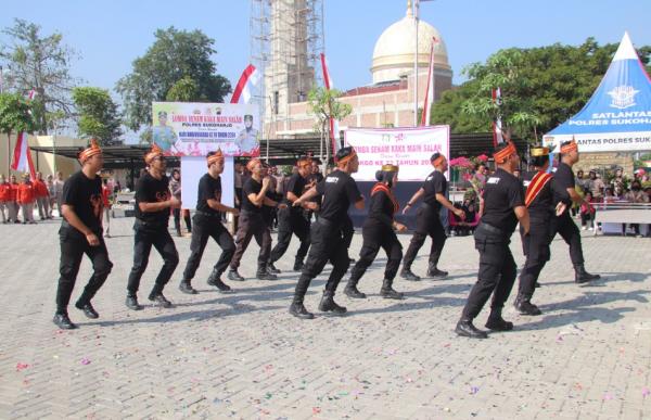 Hut Bhayangkara Ke 78, Polres Sukoharjo Gelar Lomba Senam Lagu Kaka