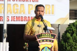 Pimpin Upacara Pengukuhan Komite Olah Raga Polri, Kapolres Jembrana Sampaikan Ini