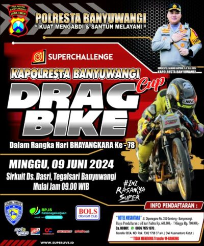 Menjelang Hut Bhayangkara Ke 78 Polresta Banyuwangi Gelar Event Drag Bike