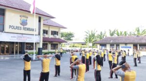 Personil Polres Rembang Rutin Olahraga Pagi Setiap Jum’at Guna Jaga Stamina