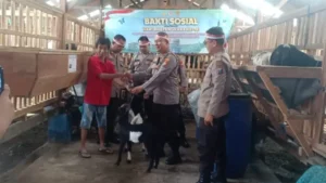 HUT Bhayangkara ke-78: Polresta Banyuwangi Berikan 3 Kambing ke Desa Pakistaji