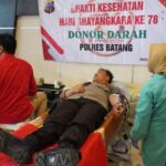 Sambut Hari Bhayangkara Ke 78, Polres Batang Sumbang Ratusan Kantong Darah