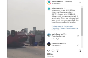 Tol Batang Geger: Mobil Terbalik di Lajur Kanan akibat Kecelakaan Tunggal