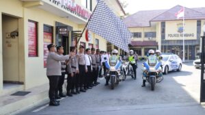 Polres Rembang Bersama Instansi Terkait Gelar Show of Force Patroli di Kota Rembang