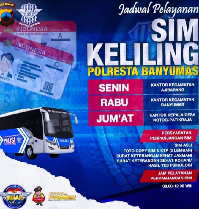 Polresta Banyumas Hadirkan Pelayanan Sim Keliling: Ini Jadwal Lengkapnya