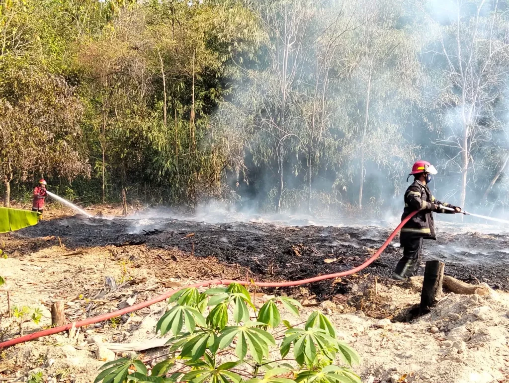 Api Membara pada Limbah Tripleks di Polokarto Sukoharjo, Damkar Terkendala Suplai Air