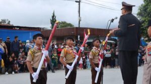 Kapolres Humbahas Pimpin Upacara Malam Taptu Sebagai Inspektur