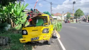 Tikungan Rawan Laka Jembatan Wiroguno Banyuwangi Dua Mobil Saling Sundul