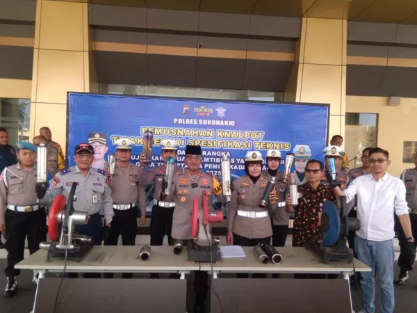 Polres Sukoharjo Hancurkan 4.028 Knalpot Brong, Mayoritas Pelanggar Adalah Pelajar