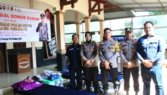 Polres Rembang Rayakan HUT ke-73 Humas Polri dengan Donor Darah