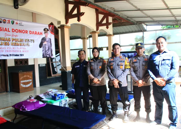 Hut Ke 73 Humas Polri, Polres Rembang Laksanakan Aksi Donor Darah