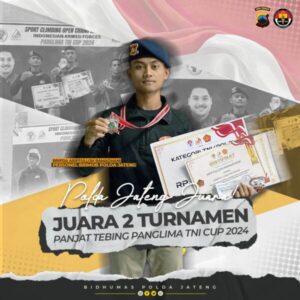 Turnamen Panjat Tebing Panglima TNI Cup 2024: Brimob Polda Jateng Mengguncang dengan Juara 2