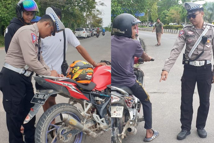 Polres Lamandau Tindak Pengguna Knalpot Tidak Sesuai Spesifikasi, 4 Motor Diamankan