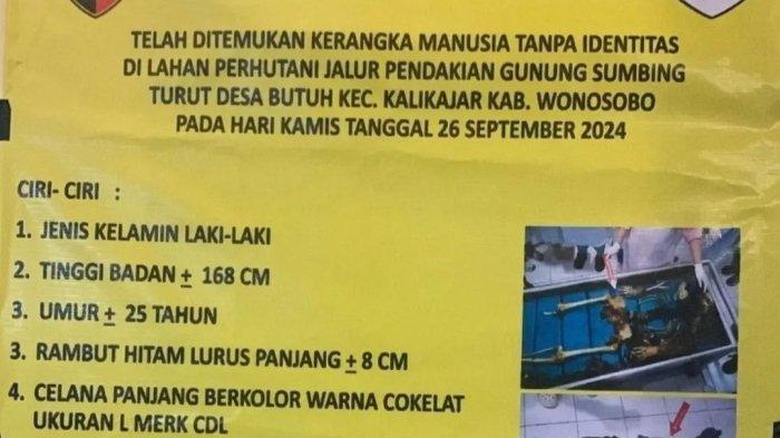 Temuan Kerangka Pria di Gunung Sumbing: Ini Hasil Penyelidikan Polda Jateng