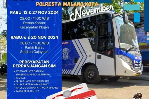 Yuk Simak Jadwal SIM Keliling di Malang Kota Bulan November 2024