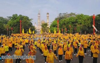 Pecahkan Rekor Muri, 2.500 Kader Golkar Kota Malang Senam Bareng