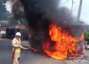 Penampakan Bus Trans Semarang Yang Hancur Terbakar Di Gunungpati