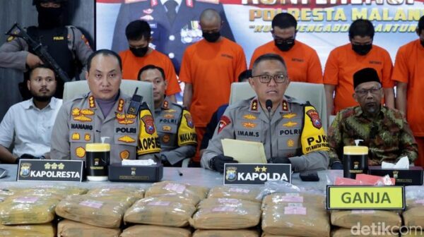 Polresta Malang Kota Bongkar Sindikat Narkoba Dengan Penangkapan 166 Kg