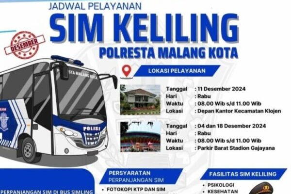 Jadwal Lengkap SIM Keliling Kota Malang Desember 2024