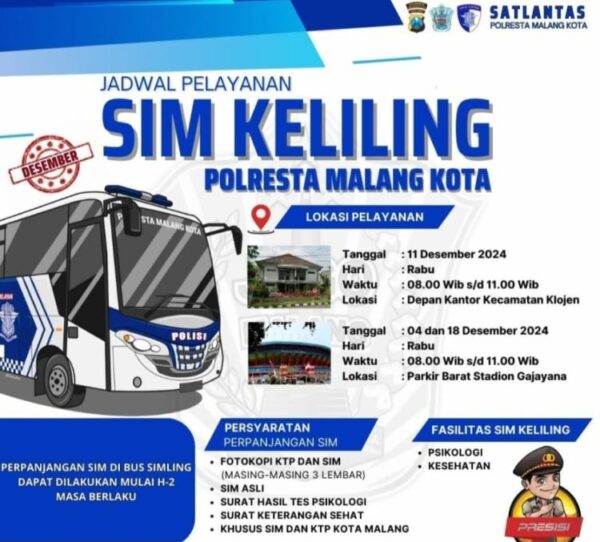 Warga Malang, Catat Jadwal Sim Keliling Desember 2024 Di Sini