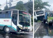 Bus Tergelincir dan Tabrak Pohon di Semarang, Jalan Licin Jadi Penyebab