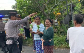 Bagikan Bibit Cabai Dan Terong, Polsek Kota Jembrana Dorong Kemandirian