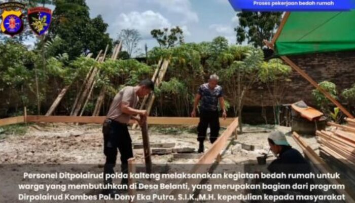 Ditpolairud Polda Kalteng Bedah Rumah Warga di Desa Belanti, Sampit