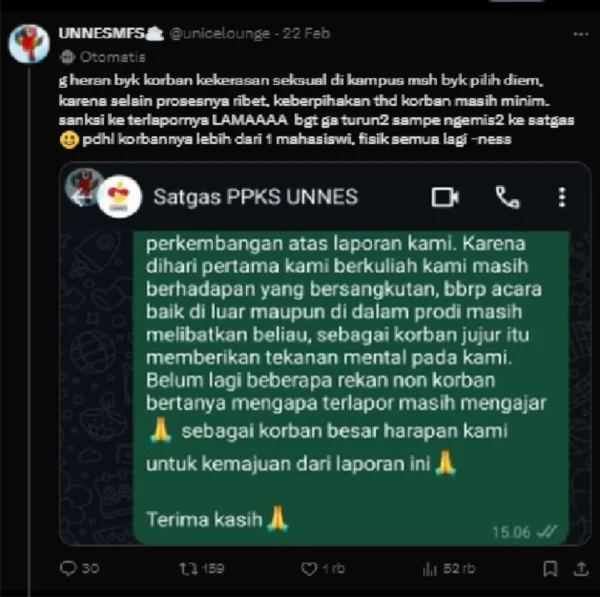 Kasus Pelecehan Di Unnes Semarang, Dosen Ini Lengser Dari Jabatan,