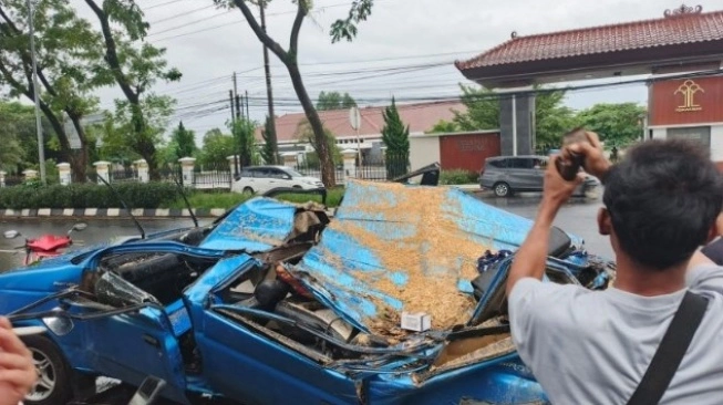 Mobil Keluarga Di Semarang Tertimpa Pohon, Dua Penumpang Alami Luka Luka