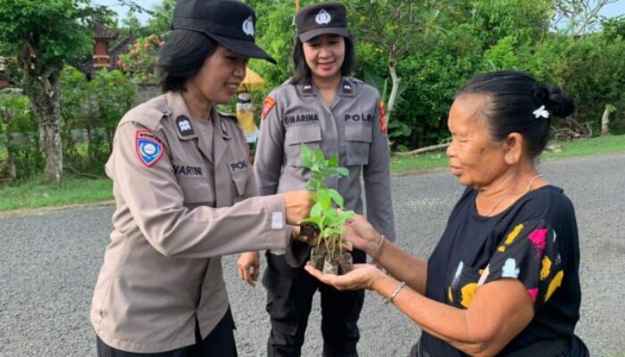 Polsek Kota Jembrana Bagikan Bibit Cabai Dan Terong Untuk Dukung Ketahanan Pangan di Desa Yeh Kuning