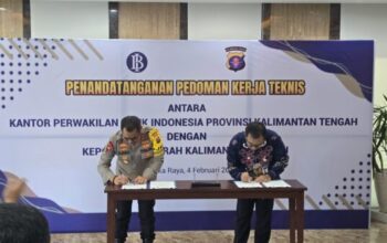 Tingkatkan Kerjasama, Polda Kalteng Bersama Bank Indonesia Tandatangani Kesepahaman Pedoman