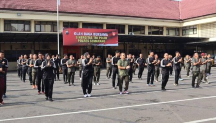 Tingkatkan Soliditas, Personel Polres Semarang dan Kodim Salatiga Gelar Olahraga Bareng