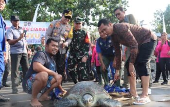 Kapolres jembrana hadiri pelepasliaran penyu hijau dan penyerahan penghargaan untuk